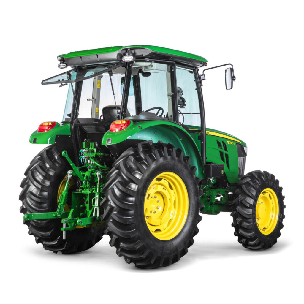 John Deere 5090E Utility Tractor, closed cab with rear window open