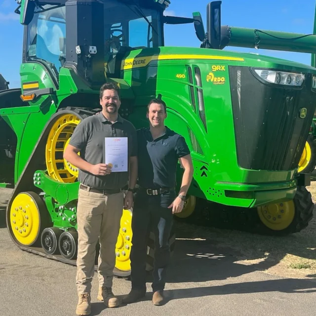 Congratulations to Scott (or “Bam Bam”) who has just completed his Parts apprenticeship 🥳
–
Here he is with our Emerald branch manager (up until yesterday), Brandon, who encouraged Scott to get up to Emerald and go for the job just over 3 years ago now – so they’ve “been through it all together”.
–
“Very rewarding to finish the apprenticeship after starting with absolutely no knowledge of the industry and making it this far.”
–
Well done mate. 👏

#RDOequipmentau #johndeere #deere #agriculture #ag #aussiefarmers #farming #farmlife #farmingaustralia #australianagriculture #johndeeregreen #johndeeretractor #deeresighting #tractor